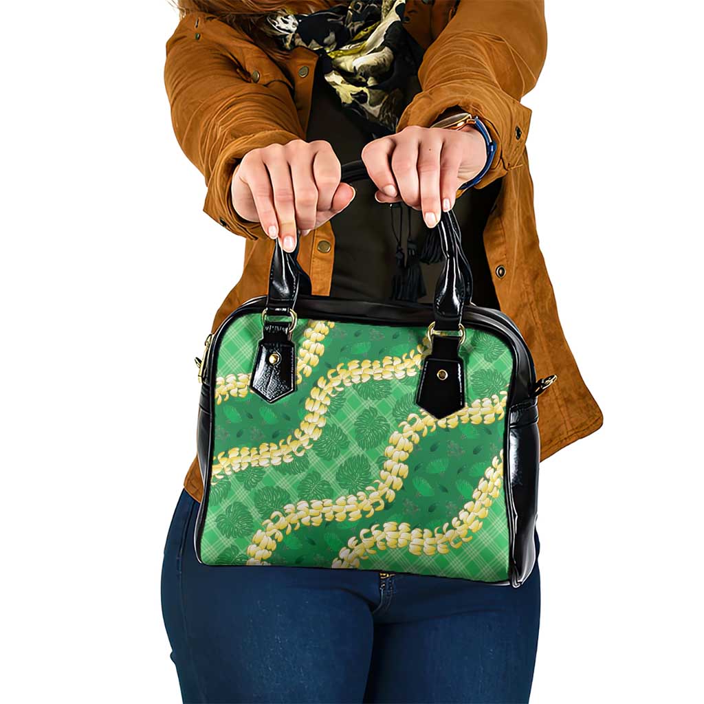 Green Palaka Hawaii Mele Kalikimaka Shoulder Handbag Ohia Lehua Monstera Puakenikeni Lei LT14 One Size Green - Polynesian Pride
