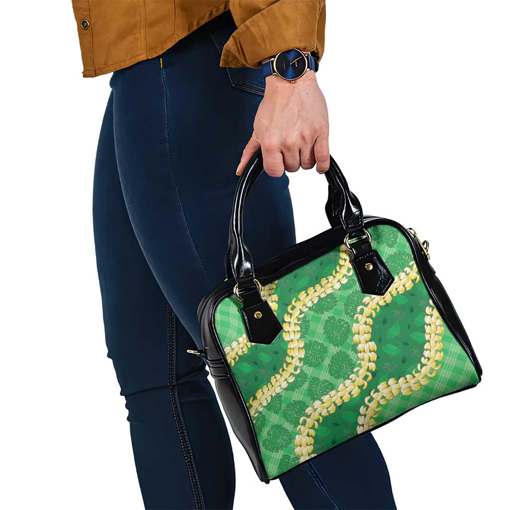 Green Palaka Hawaii Mele Kalikimaka Shoulder Handbag Ohia Lehua Monstera Puakenikeni Lei LT14 - Polynesian Pride