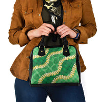 Green Palaka Hawaii Mele Kalikimaka Shoulder Handbag Ohia Lehua Monstera Puakenikeni Lei LT14 - Polynesian Pride
