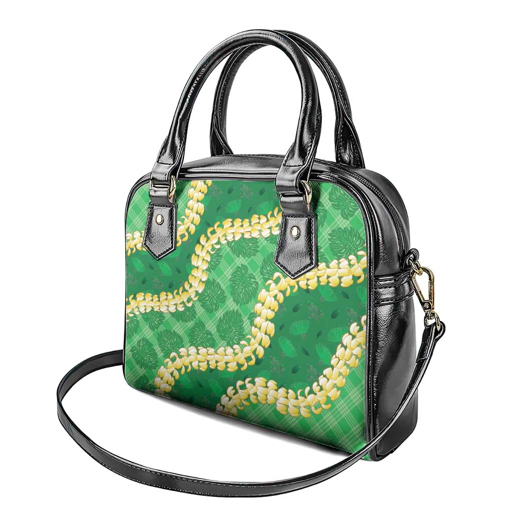 Green Palaka Hawaii Mele Kalikimaka Shoulder Handbag Ohia Lehua Monstera Puakenikeni Lei LT14 - Polynesian Pride