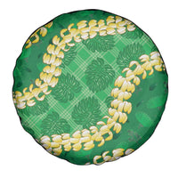 Green Palaka Hawaii Mele Kalikimaka Spare Tire Cover Ohia Lehua Monstera Puakenikeni Lei LT14 - Polynesian Pride