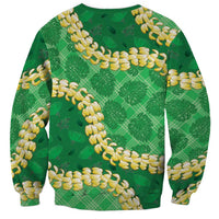 Green Palaka Hawaii Mele Kalikimaka Sweatshirt Ohia Lehua Monstera Puakenikeni Lei LT14 - Polynesian Pride