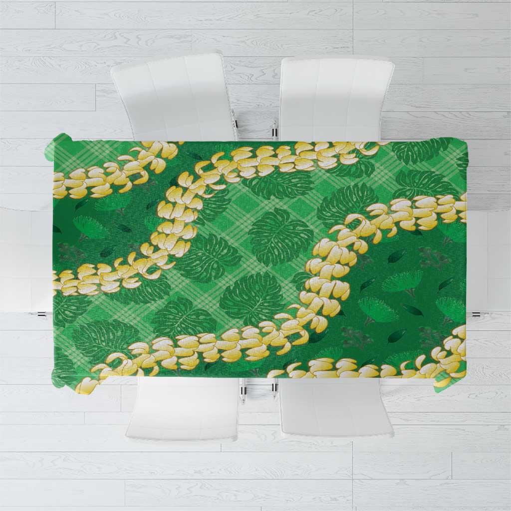 Green Palaka Hawaii Mele Kalikimaka Tablecloth Ohia Lehua Monstera Puakenikeni Lei LT14 Green - Polynesian Pride
