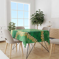 Green Palaka Hawaii Mele Kalikimaka Tablecloth Ohia Lehua Monstera Puakenikeni Lei LT14 - Polynesian Pride