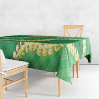 Green Palaka Hawaii Mele Kalikimaka Tablecloth Ohia Lehua Monstera Puakenikeni Lei LT14 - Polynesian Pride