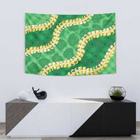 Green Palaka Hawaii Mele Kalikimaka Tapestry Ohia Lehua Monstera Puakenikeni Lei LT14 - Polynesian Pride