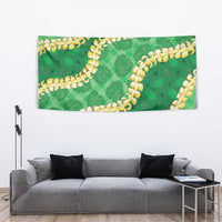 Green Palaka Hawaii Mele Kalikimaka Tapestry Ohia Lehua Monstera Puakenikeni Lei LT14 - Polynesian Pride