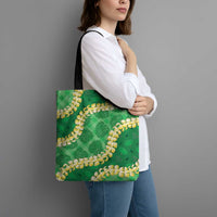 Green Palaka Hawaii Mele Kalikimaka Tote Bag Ohia Lehua Monstera Puakenikeni Lei LT14 - Polynesian Pride