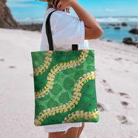 Green Palaka Hawaii Mele Kalikimaka Tote Bag Ohia Lehua Monstera Puakenikeni Lei LT14 - Polynesian Pride