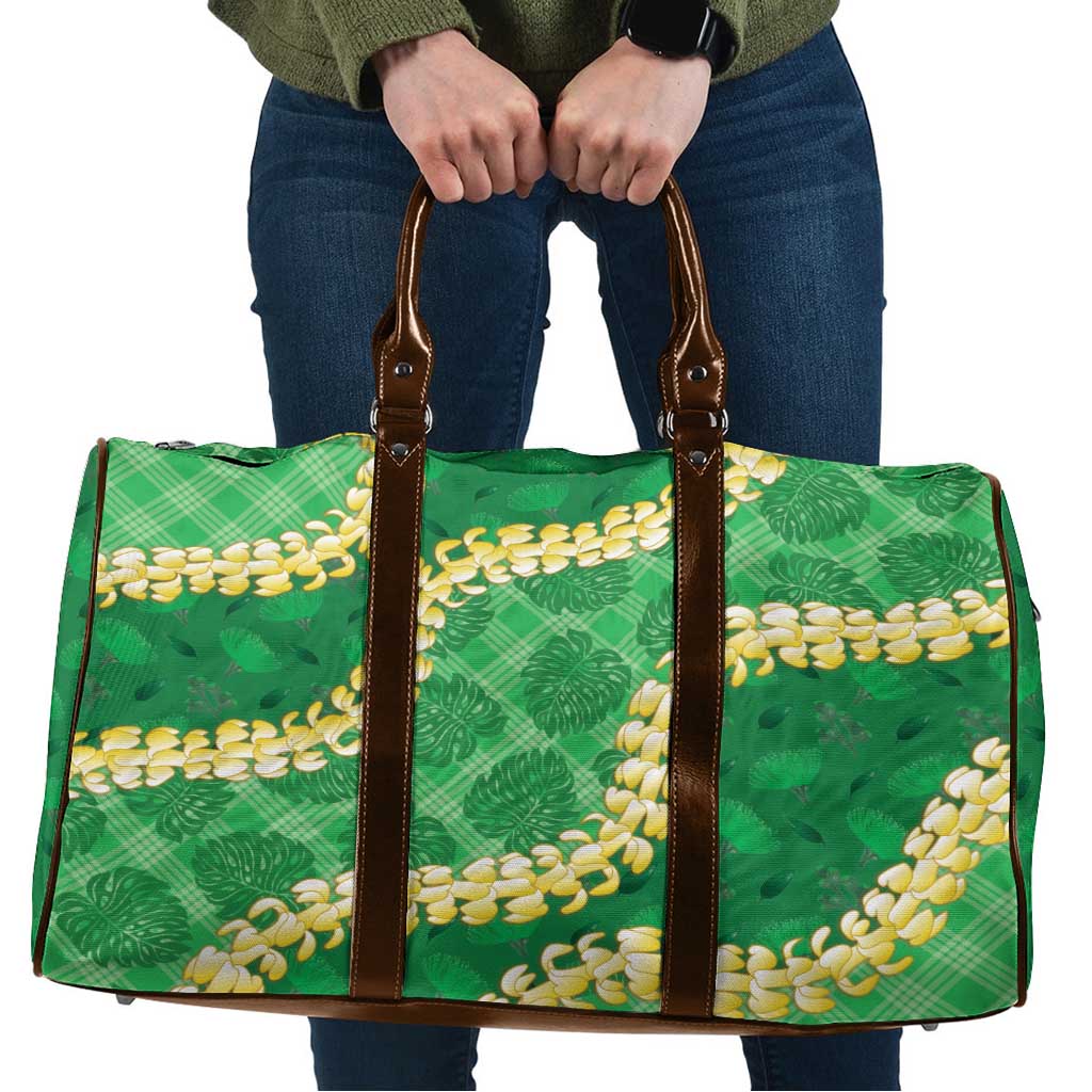 Green Palaka Hawaii Mele Kalikimaka Travel Bag Ohia Lehua Monstera Puakenikeni Lei LT14 Green - Polynesian Pride