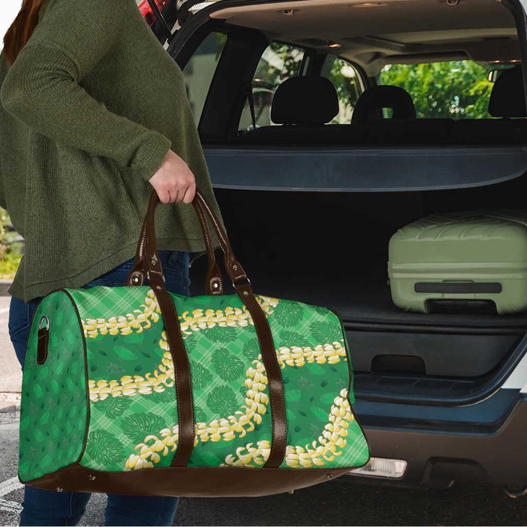 Green Palaka Hawaii Mele Kalikimaka Travel Bag Ohia Lehua Monstera Puakenikeni Lei LT14 - Polynesian Pride