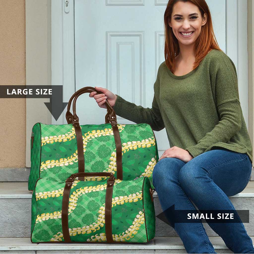 Green Palaka Hawaii Mele Kalikimaka Travel Bag Ohia Lehua Monstera Puakenikeni Lei LT14 - Polynesian Pride