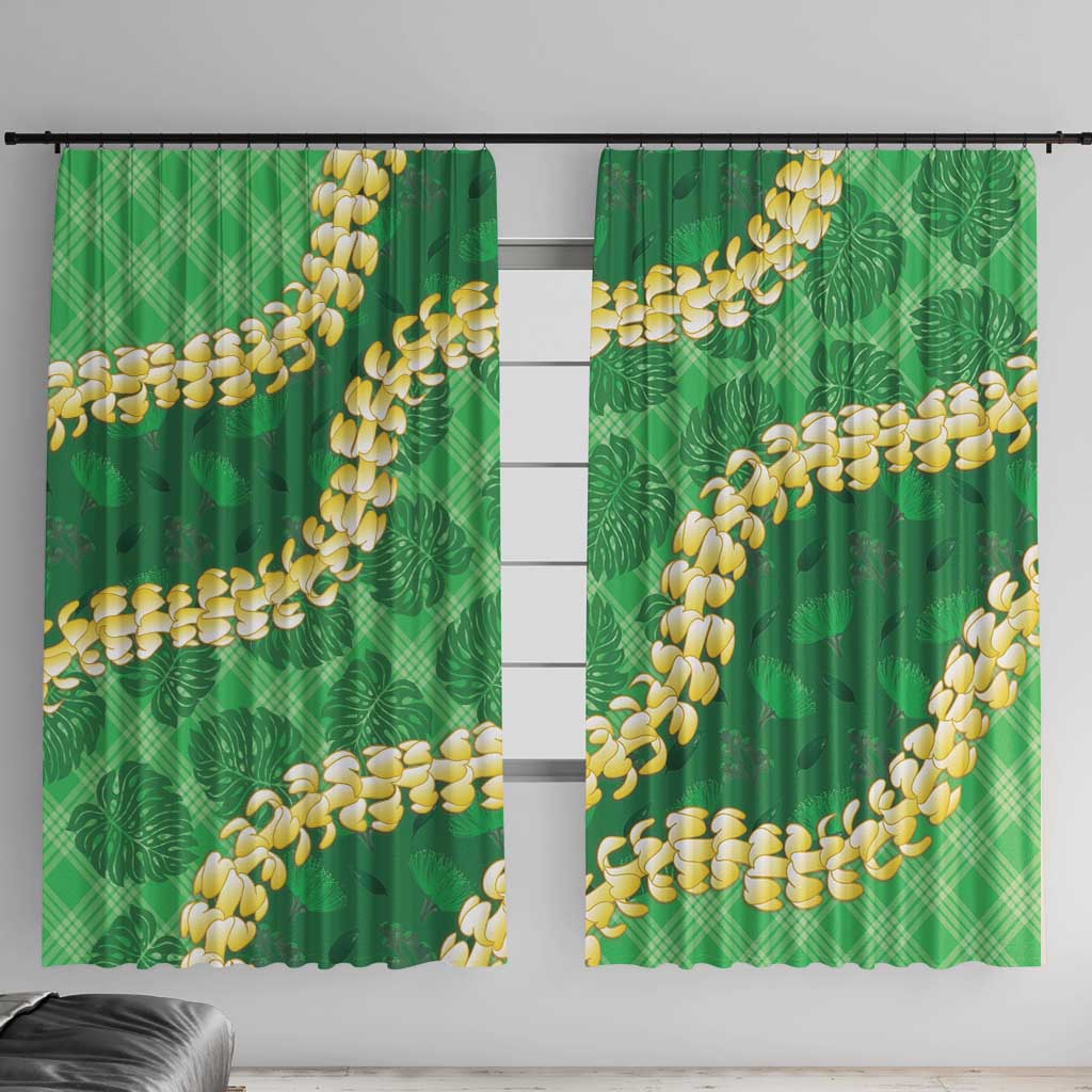 Green Palaka Hawaii Mele Kalikimaka Window Curtain Ohia Lehua Monstera Puakenikeni Lei LT14 With Hooks Green - Polynesian Pride