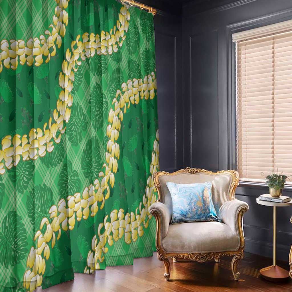 Green Palaka Hawaii Mele Kalikimaka Window Curtain Ohia Lehua Monstera Puakenikeni Lei LT14 - Polynesian Pride