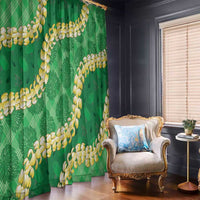 Green Palaka Hawaii Mele Kalikimaka Window Curtain Ohia Lehua Monstera Puakenikeni Lei LT14 - Polynesian Pride