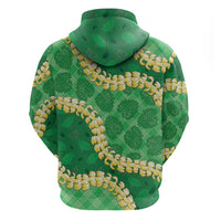 Green Palaka Hawaii Mele Kalikimaka Zip Hoodie Ohia Lehua Monstera Puakenikeni Lei LT14 - Polynesian Pride