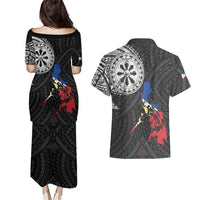 Philippines Strong Couples Matching Puletasi and Hawaiian Shirt Filipino Map Polynesian Tattoo LT14 - Polynesian Pride