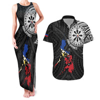 Philippines Strong Couples Matching Tank Maxi Dress and Hawaiian Shirt Filipino Map Polynesian Tattoo LT14 Black - Polynesian Pride
