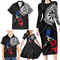 Philippines Strong Family Matching Long Sleeve Bodycon Dress and Hawaiian Shirt Filipino Map Polynesian Tattoo LT14 - Polynesian Pride