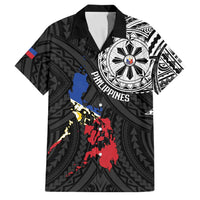 Philippines Strong Family Matching Mermaid Dress and Hawaiian Shirt Filipino Map Polynesian Tattoo LT14 Dad's Shirt - Short Sleeve Black - Polynesian Pride