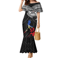 Philippines Strong Family Matching Mermaid Dress and Hawaiian Shirt Filipino Map Polynesian Tattoo LT14 Mom's Dress Black - Polynesian Pride