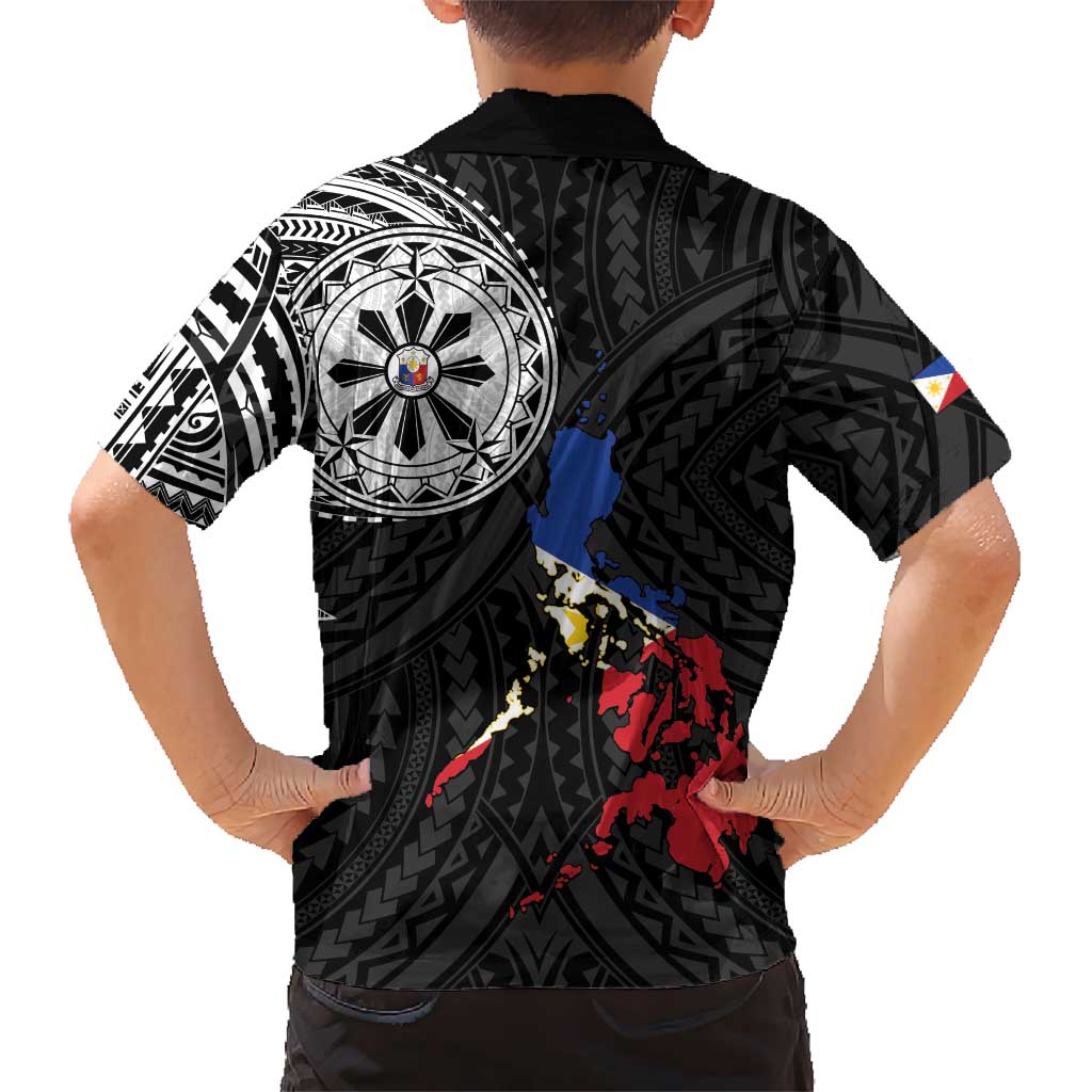 Philippines Strong Family Matching Off Shoulder Maxi Dress and Hawaiian Shirt Filipino Map Polynesian Tattoo LT14 - Polynesian Pride
