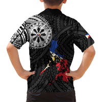 Philippines Strong Family Matching Off Shoulder Maxi Dress and Hawaiian Shirt Filipino Map Polynesian Tattoo LT14 - Polynesian Pride