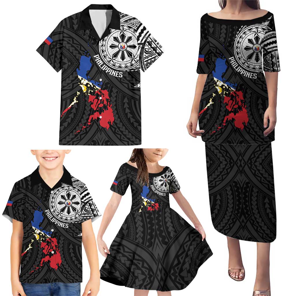 Philippines Strong Family Matching Puletasi and Hawaiian Shirt Filipino Map Polynesian Tattoo LT14 - Polynesian Pride
