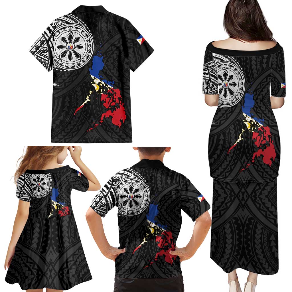 Philippines Strong Family Matching Puletasi and Hawaiian Shirt Filipino Map Polynesian Tattoo LT14 - Polynesian Pride