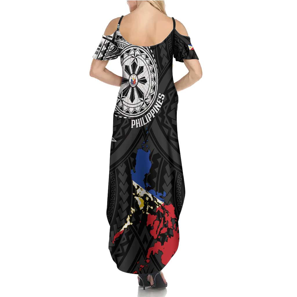 Philippines Strong Family Matching Summer Maxi Dress and Hawaiian Shirt Filipino Map Polynesian Tattoo LT14 - Polynesian Pride