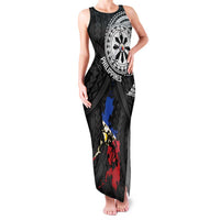 Philippines Strong Family Matching Tank Maxi Dress and Hawaiian Shirt Filipino Map Polynesian Tattoo LT14 Mom's Dress Black - Polynesian Pride