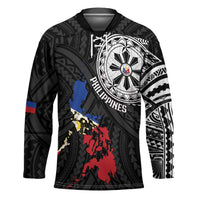 Philippines Strong Hockey Jersey Filipino Map Polynesian Tattoo LT14 Unisex Black - Polynesian Pride