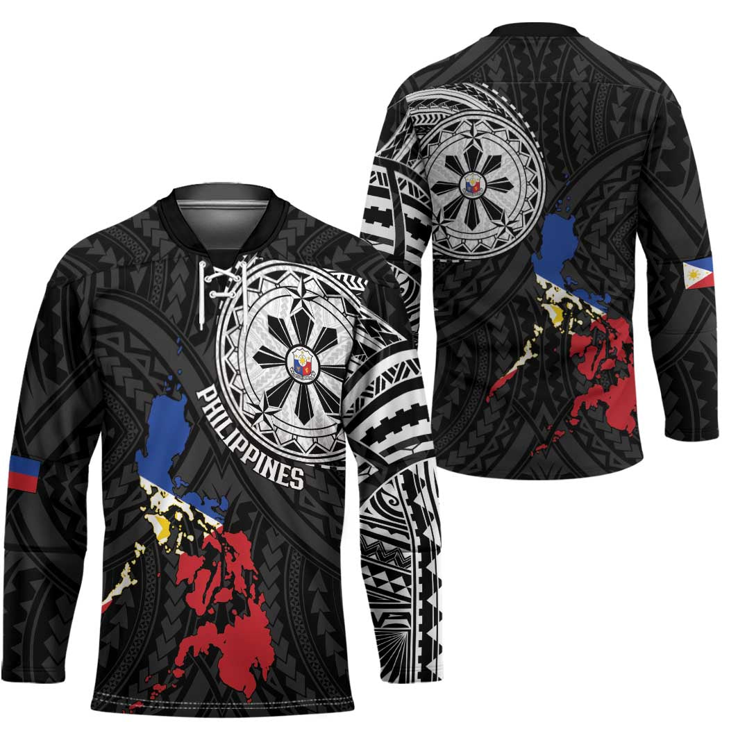 Philippines Strong Hockey Jersey Filipino Map Polynesian Tattoo LT14 - Polynesian Pride