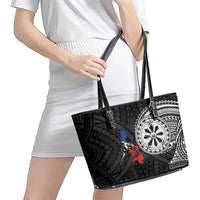 Philippines Strong Leather Tote Bag Filipino Map Polynesian Tattoo - Polynesian Pride