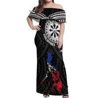 Philippines Strong Off Shoulder Maxi Dress Filipino Map Polynesian Tattoo LT14 Women Black - Polynesian Pride