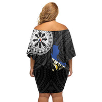 Philippines Strong Off Shoulder Short Dress Filipino Map Polynesian Tattoo LT14 - Polynesian Pride