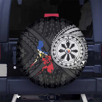 Philippines Strong Spare Tire Cover Filipino Map Polynesian Tattoo LT14 No hole Black - Polynesian Pride