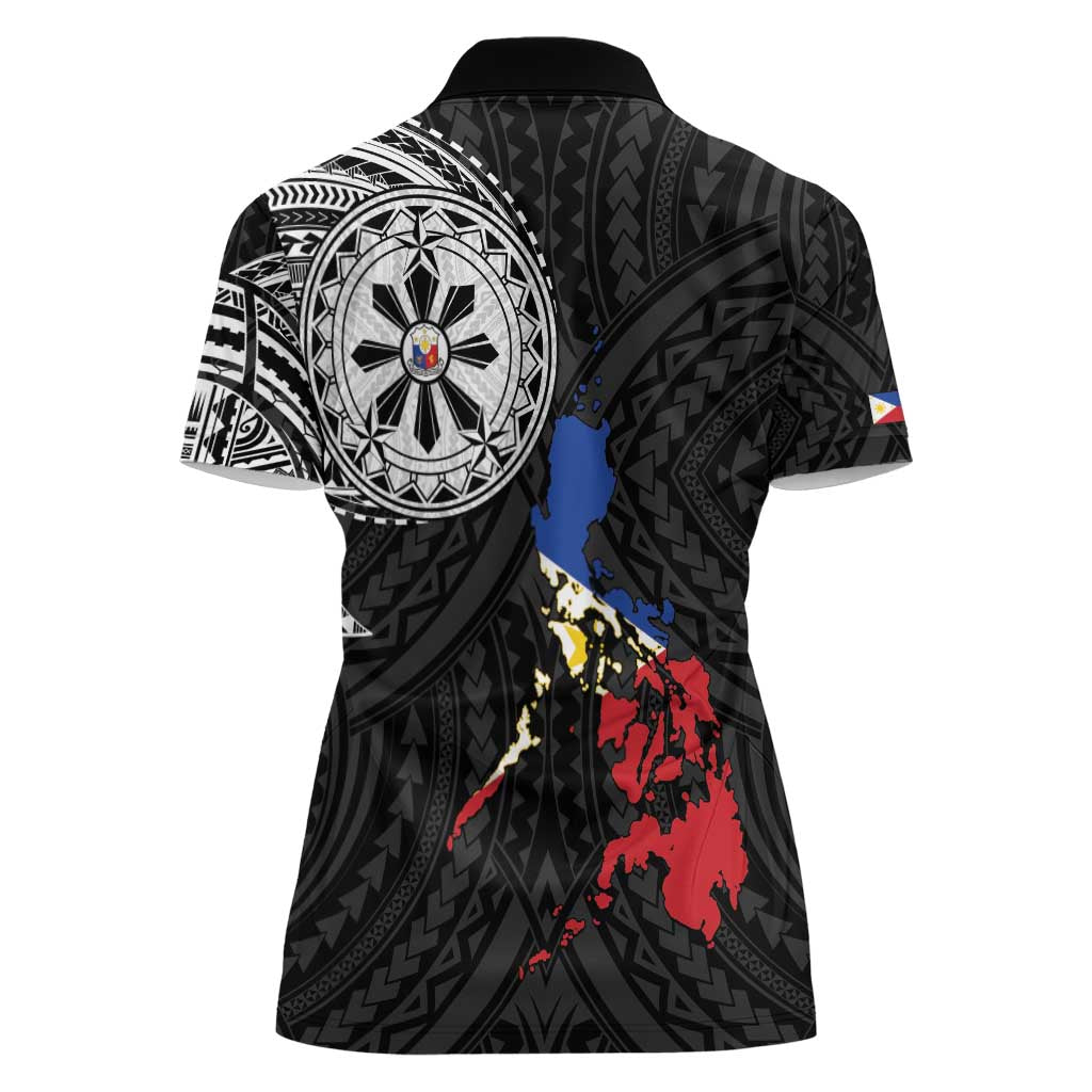 Philippines Strong Women Polo Shirt Filipino Map Polynesian Tattoo - Polynesian Pride
