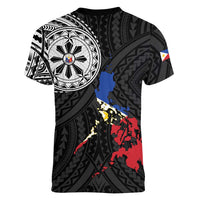 Philippines Strong Women V-Neck T-Shirt Filipino Map Polynesian Tattoo LT14 - Polynesian Pride