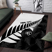 New Zealand Lawn Bowls Custom Area Rug Aotearoa Silver Fern - Polynesian Pride