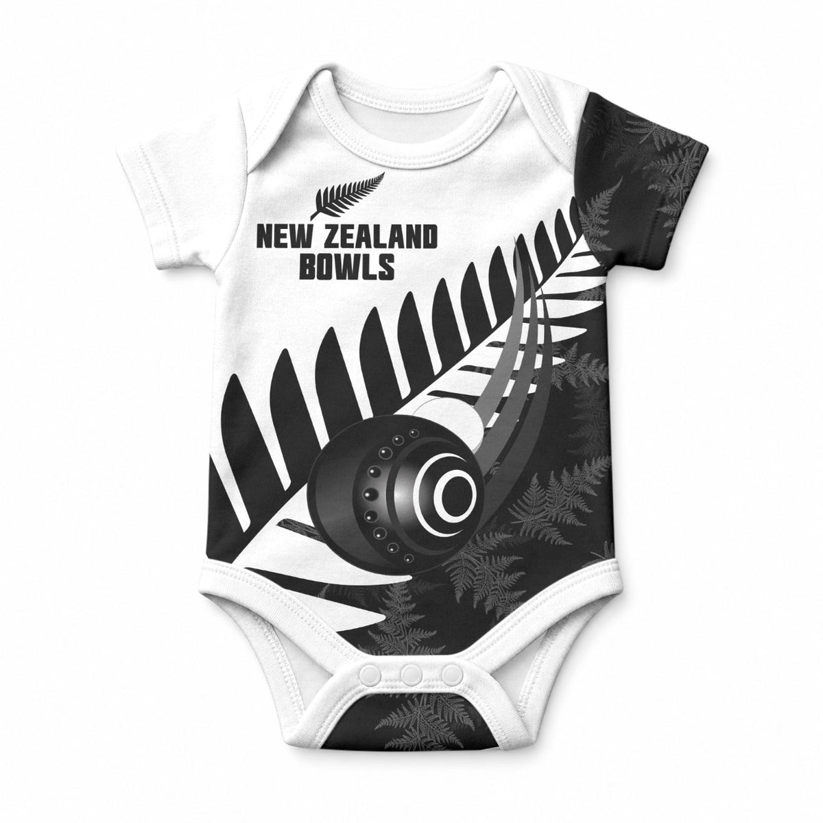 New Zealand Lawn Bowls Custom Baby Onesie Aotearoa Silver Fern