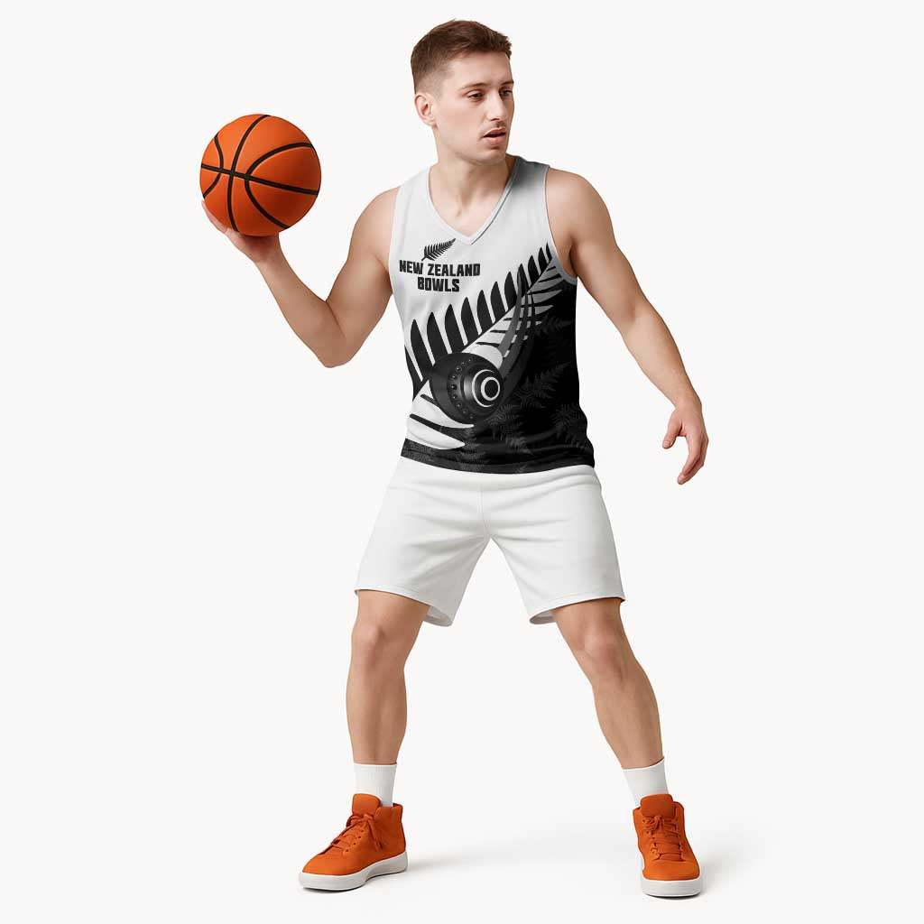 New Zealand Lawn Bowls Custom Basketball Jersey Aotearoa Silver Fern - Polynesian Pride
