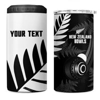 New Zealand Lawn Bowls Custom 4 in 1 Can Cooler Tumbler Aotearoa Silver Fern LT14 One Size: 16 oz Black - Polynesian Pride