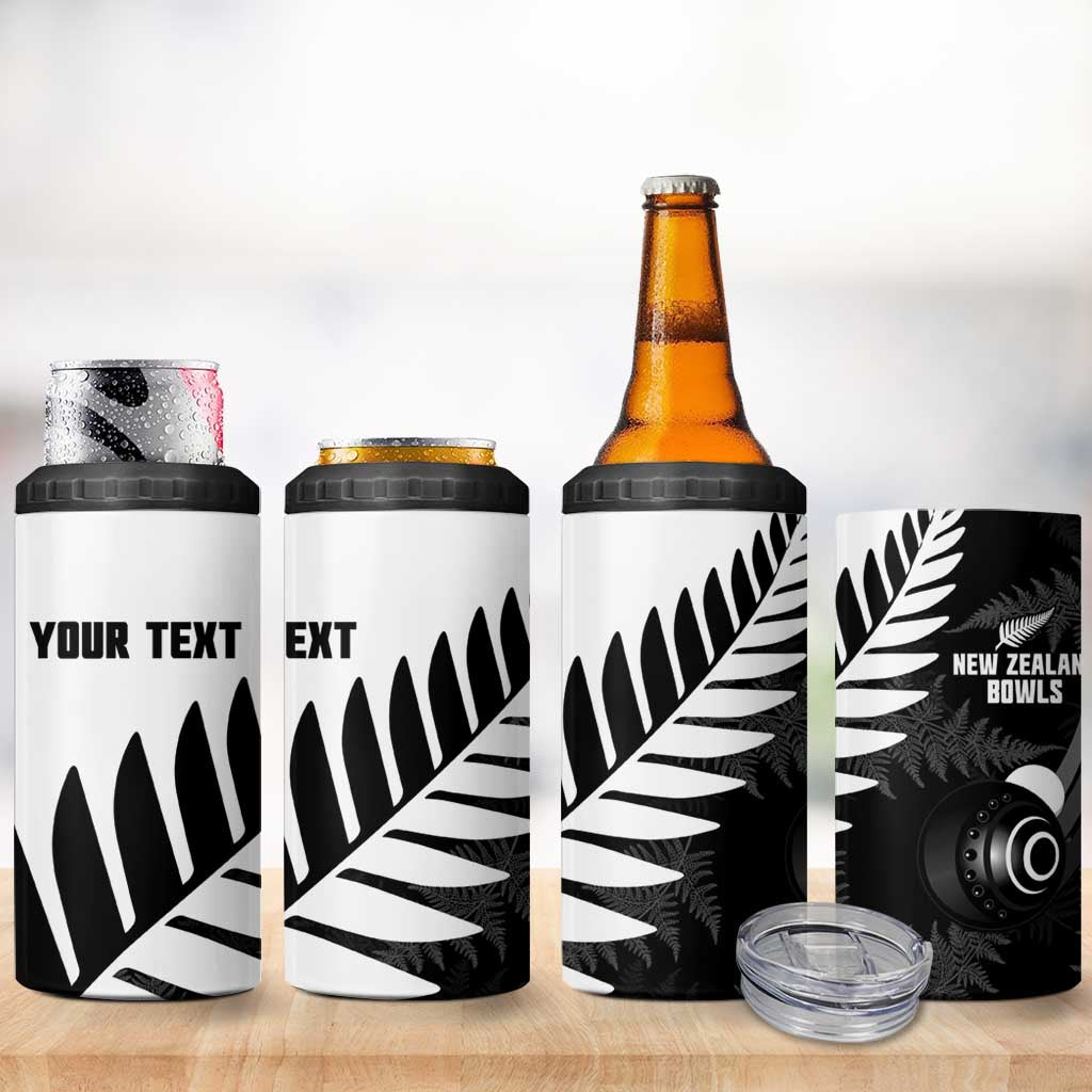 New Zealand Lawn Bowls Custom 4 in 1 Can Cooler Tumbler Aotearoa Silver Fern LT14 - Polynesian Pride