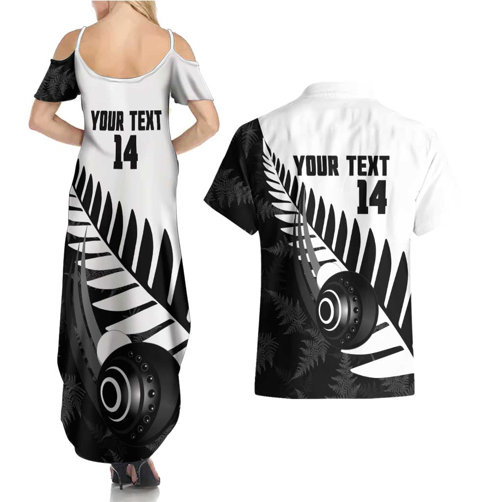 New Zealand Lawn Bowls Custom Couples Matching Summer Maxi Dress and Hawaiian Shirt Aotearoa Silver Fern LT14 - Polynesian Pride