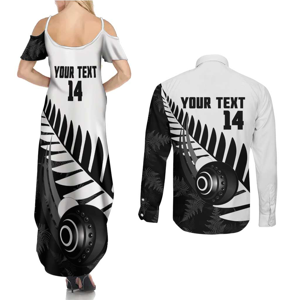 New Zealand Lawn Bowls Custom Couples Matching Summer Maxi Dress and Long Sleeve Button Shirt Aotearoa Silver Fern LT14 - Polynesian Pride