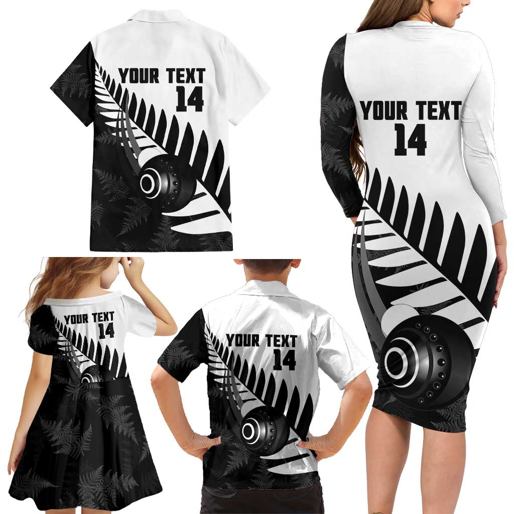 New Zealand Lawn Bowls Custom Family Matching Long Sleeve Bodycon Dress and Hawaiian Shirt Aotearoa Silver Fern LT14 - Polynesian Pride