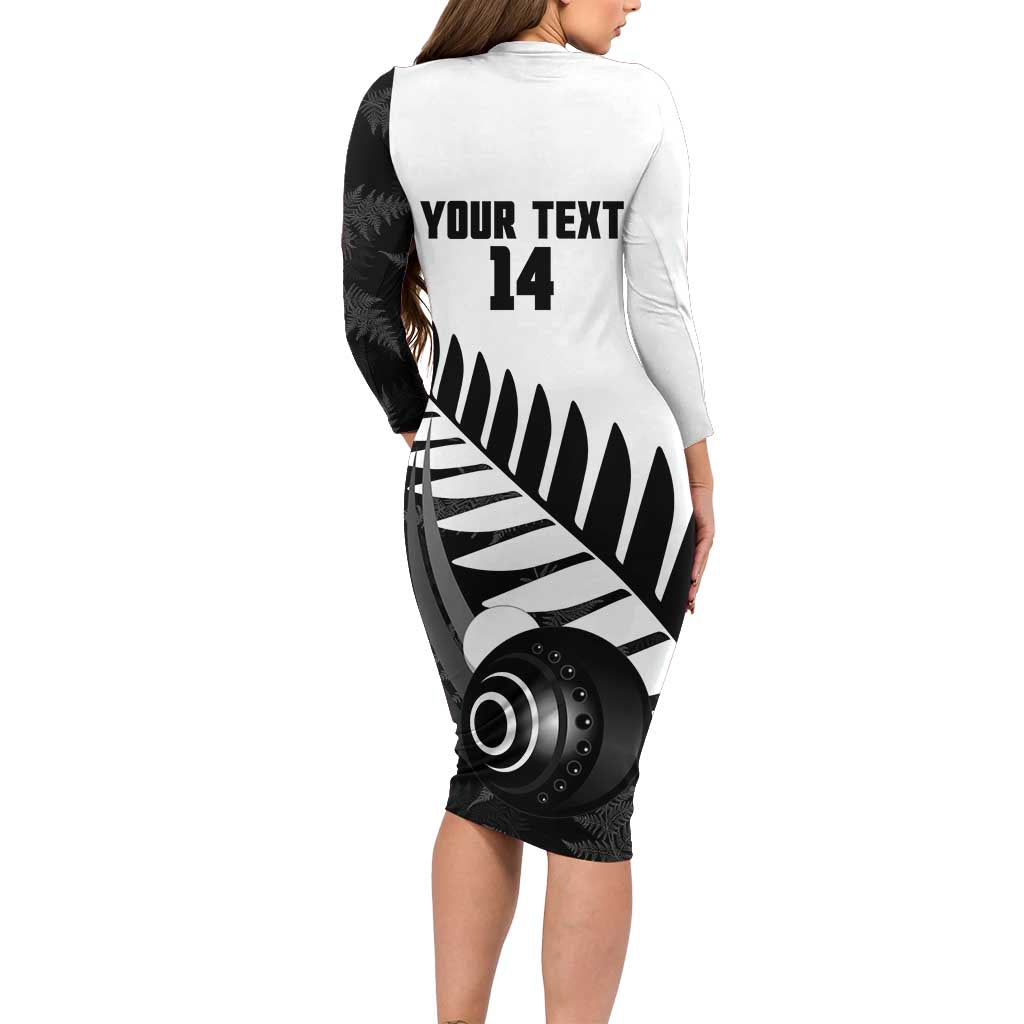 New Zealand Lawn Bowls Custom Family Matching Long Sleeve Bodycon Dress and Hawaiian Shirt Aotearoa Silver Fern LT14 - Polynesian Pride
