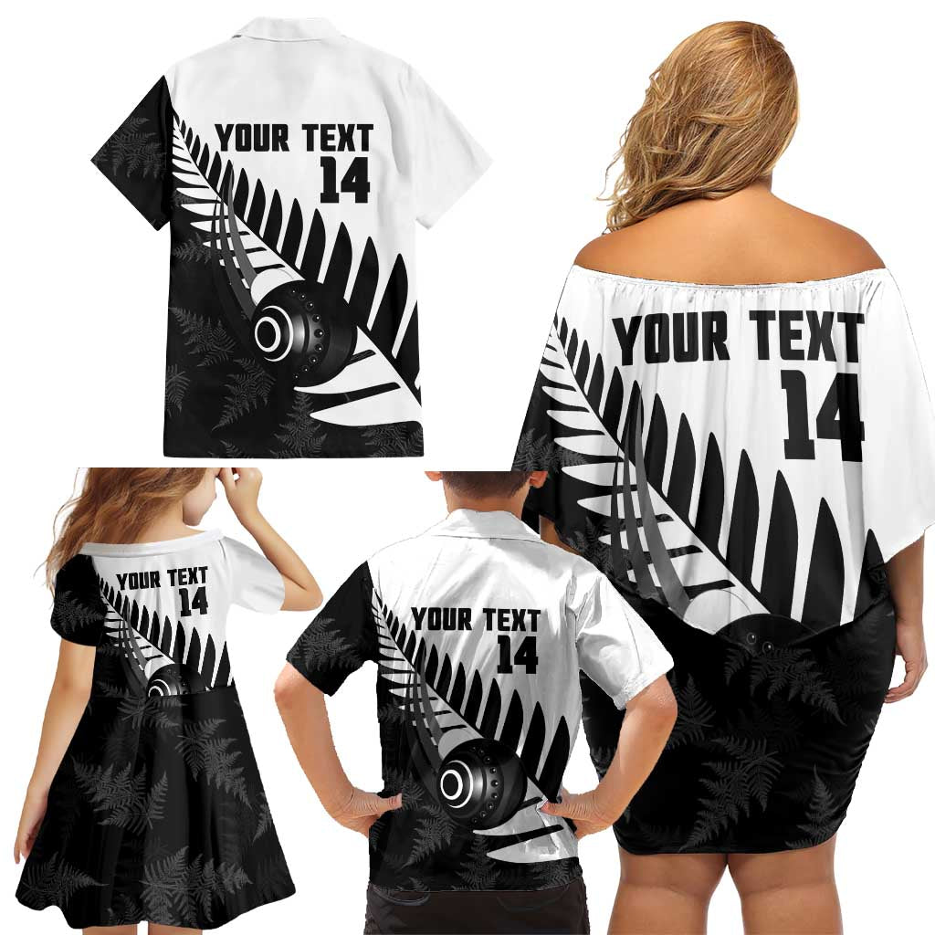 New Zealand Lawn Bowls Custom Family Matching Off Shoulder Short Dress and Hawaiian Shirt Aotearoa Silver Fern LT14 - Polynesian Pride