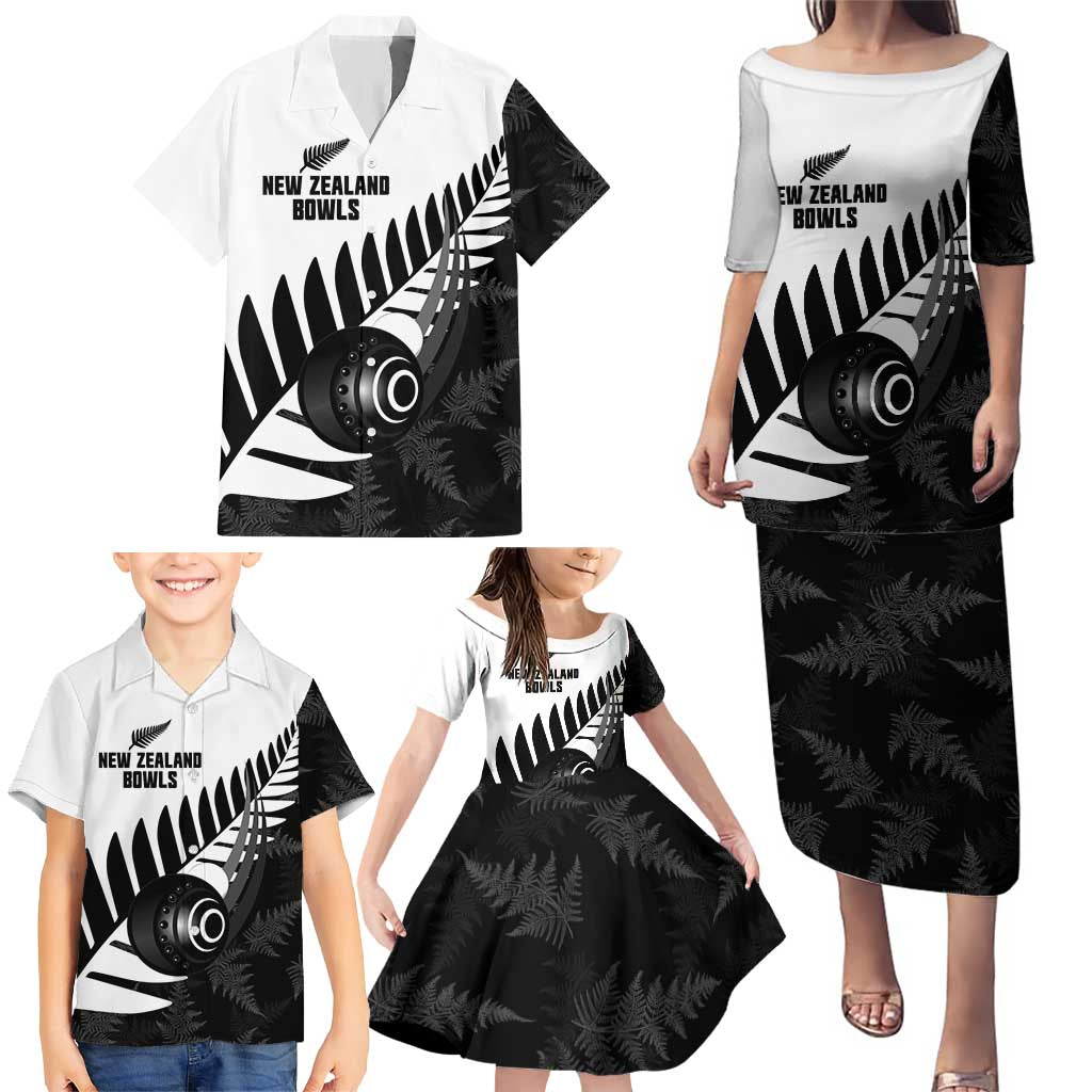 New Zealand Lawn Bowls Custom Family Matching Puletasi and Hawaiian Shirt Aotearoa Silver Fern LT14 - Polynesian Pride